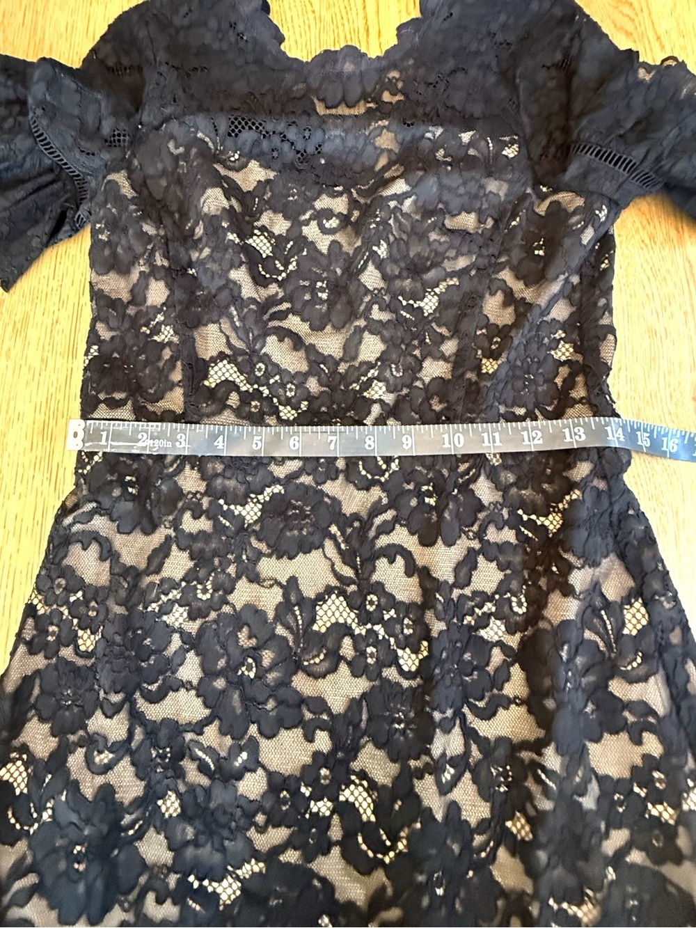 Rebecca Taylor Black Nude Lace Overlay Mini Dress Size 6 Cocktail - Picture 4 of 16